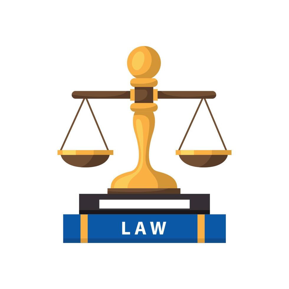 Justice symbole avec loi livre. vecteur conception