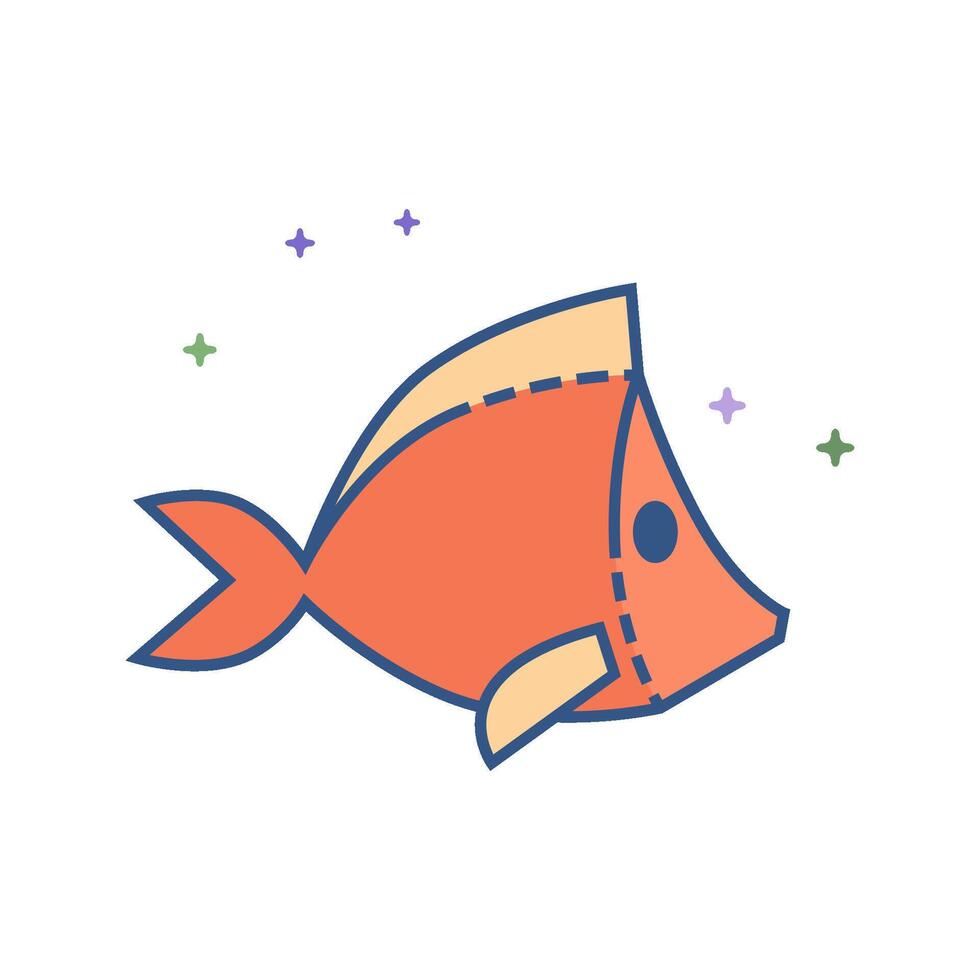 accroché poisson icône plat Couleur style vecteur illustration