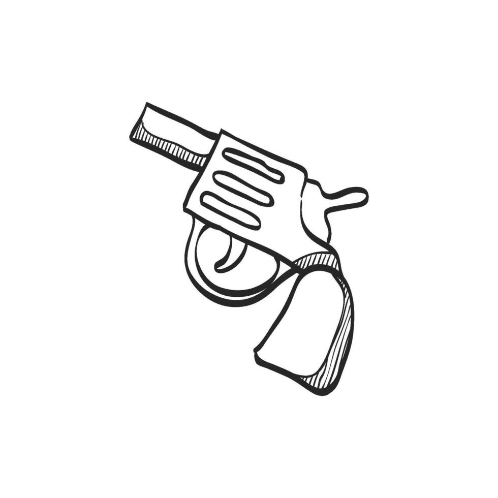 main tiré esquisser icône revolver pistolet vecteur