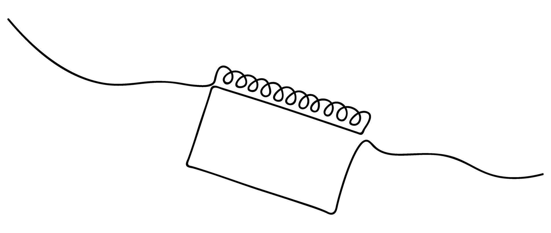 feuilles mobiles calendrier continu ligne dessin. organisateur concept. temps raboteuse concept vecteur