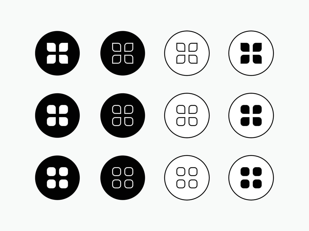 boutons noirs et blancs, icône de menu vecteur