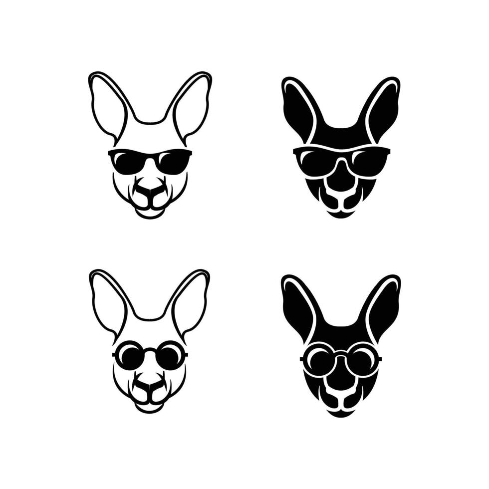kangourou tête visage logo icône conception illustration vecteur