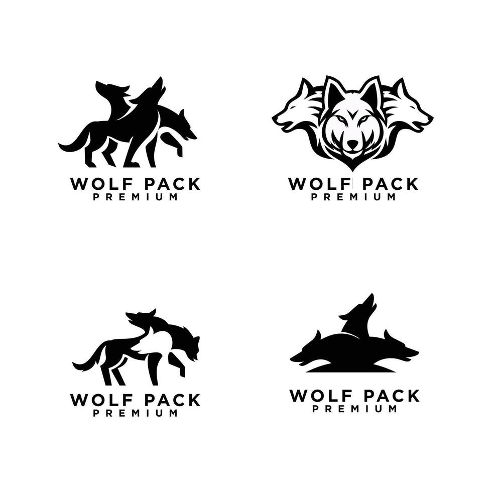 Loup pack logo icône conception illustration vecteur