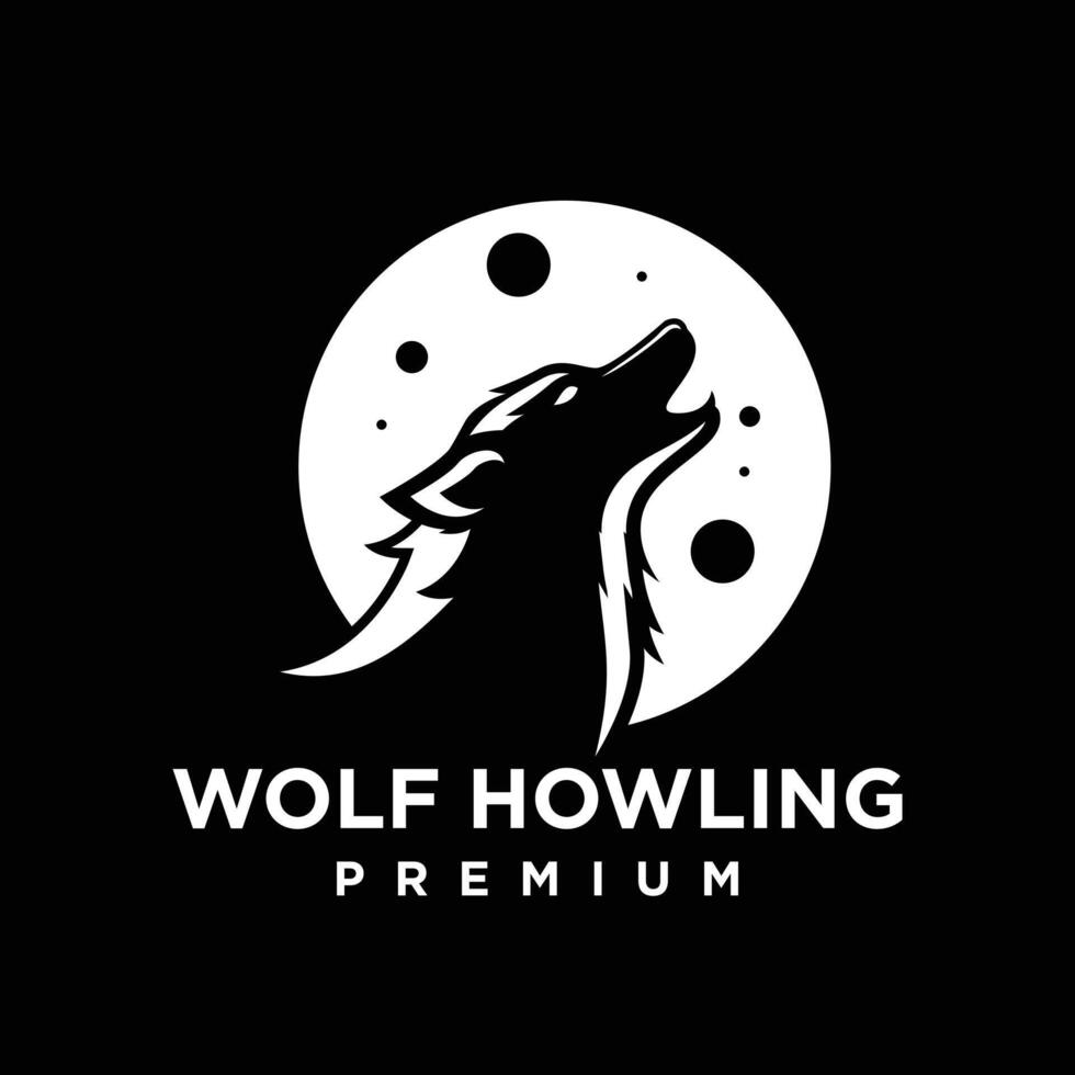 Loup hurlement tête logo icône conception illustration vecteur