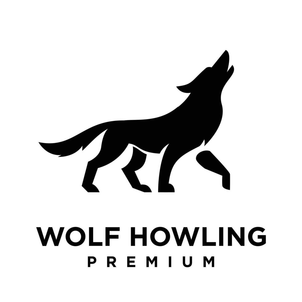 Loup hurlement logo icône conception illustration vecteur