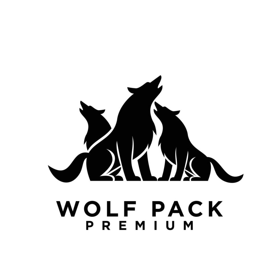 Loup pack logo icône conception illustration vecteur