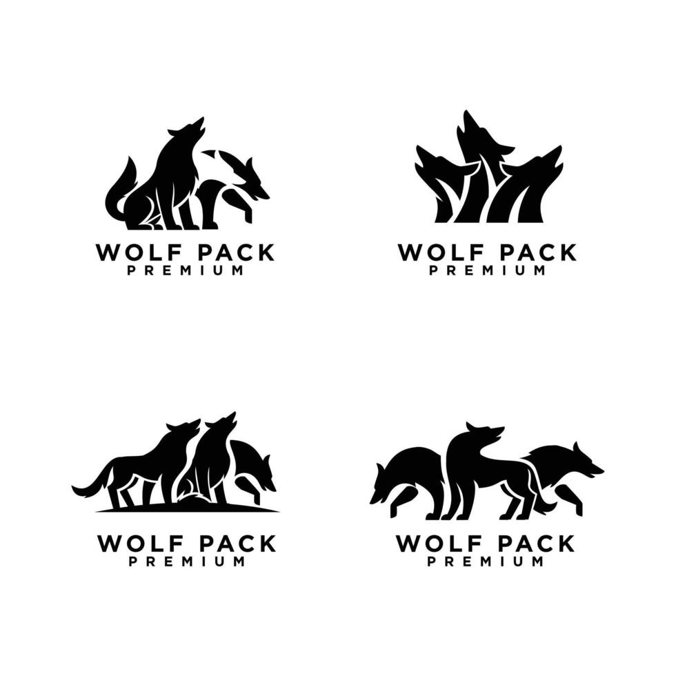 Loup pack logo icône conception illustration vecteur