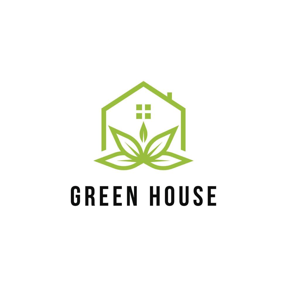 vert maison logo conception idée avec feuille pour jardin maison affaires vecteur
