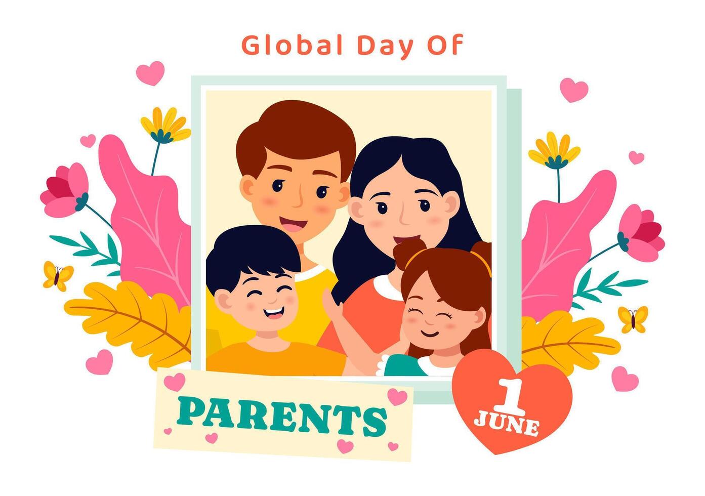 global journée de Parents vecteur illustration avec importance de étant une parentalité avec unité mère père des gamins concept dans plat Contexte