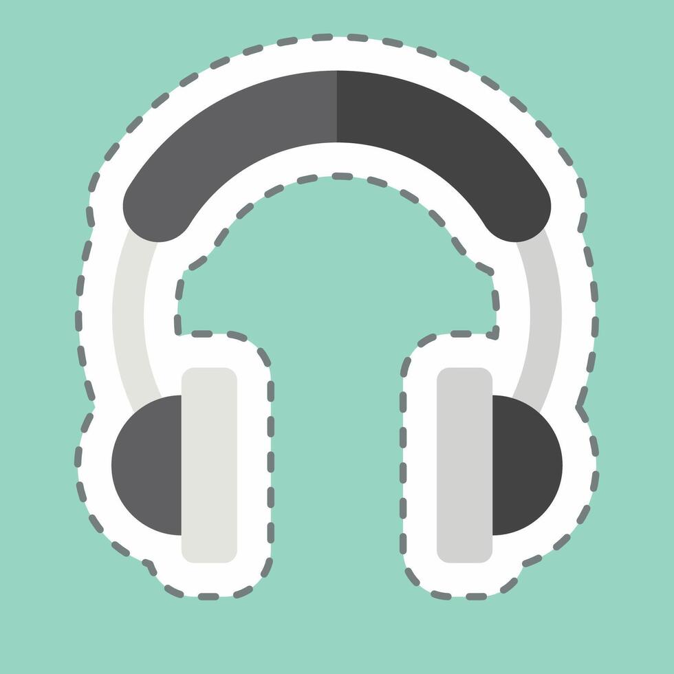 autocollant ligne Couper musique. en relation à Podcast symbole. Facile conception modifiable. Facile illustration vecteur