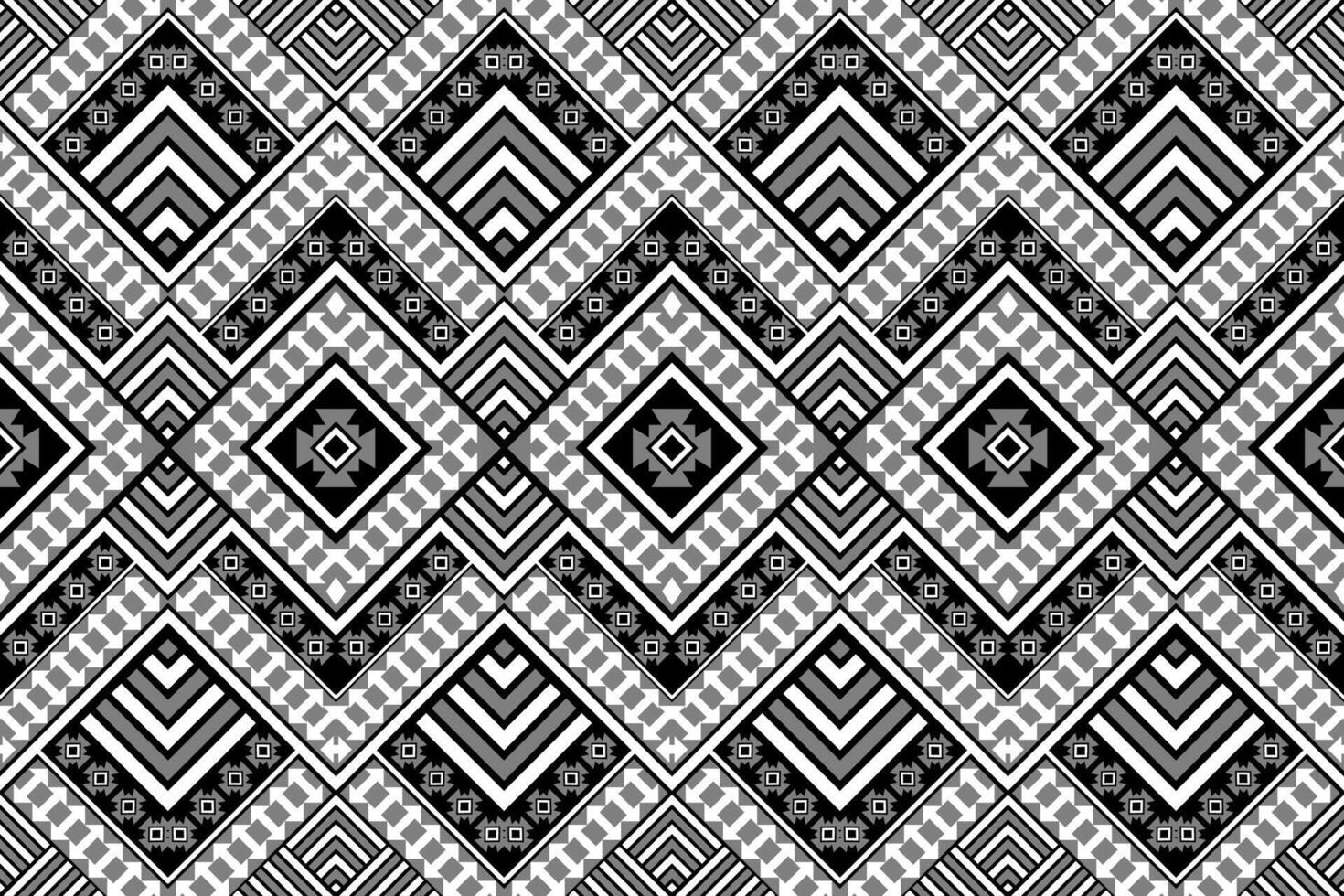 motif de tissu géométrique floral noir blanc vecteur