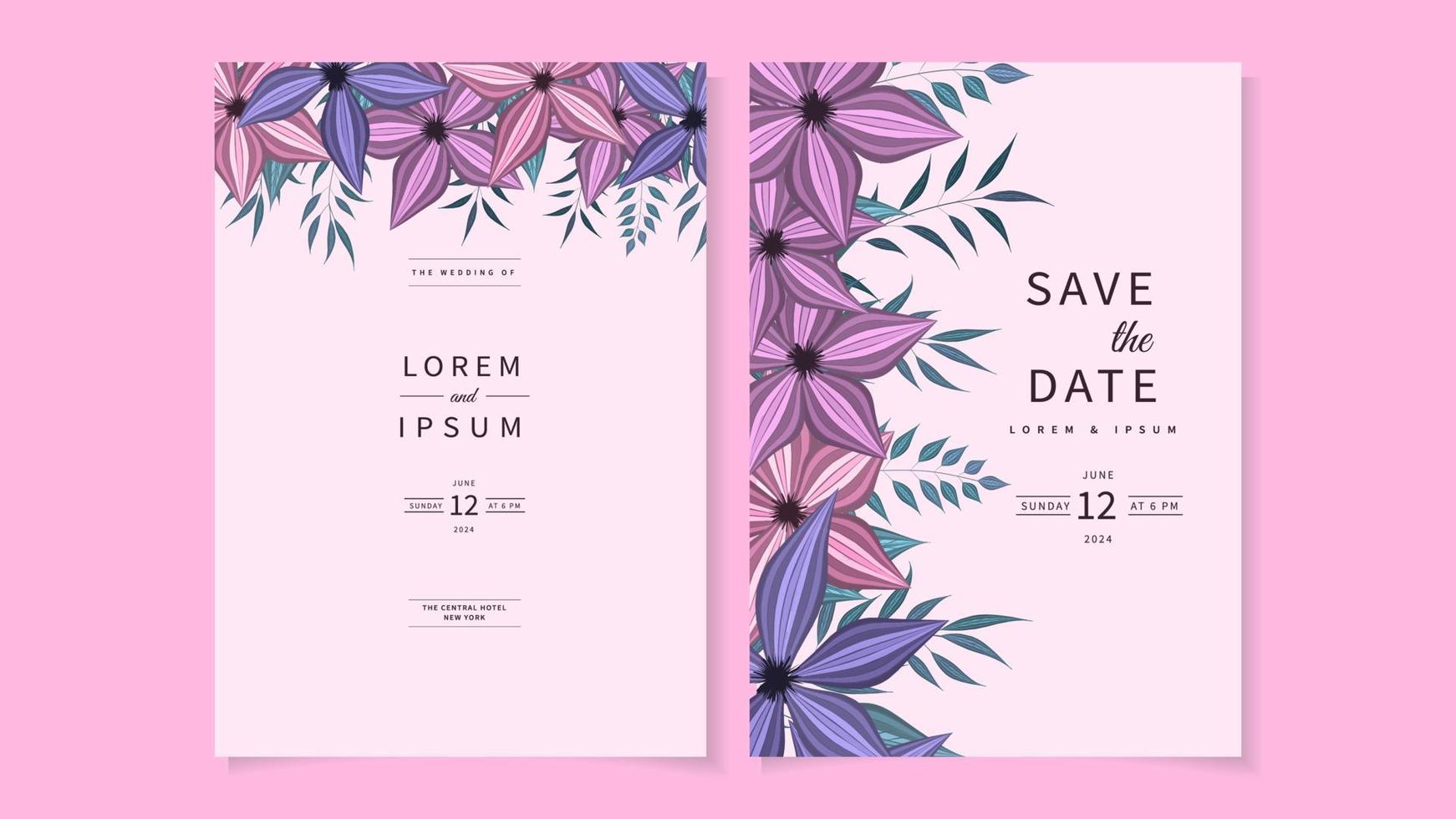 invitation de mariage botanique fleurs sauvages printemps luxe ornement floral vecteur