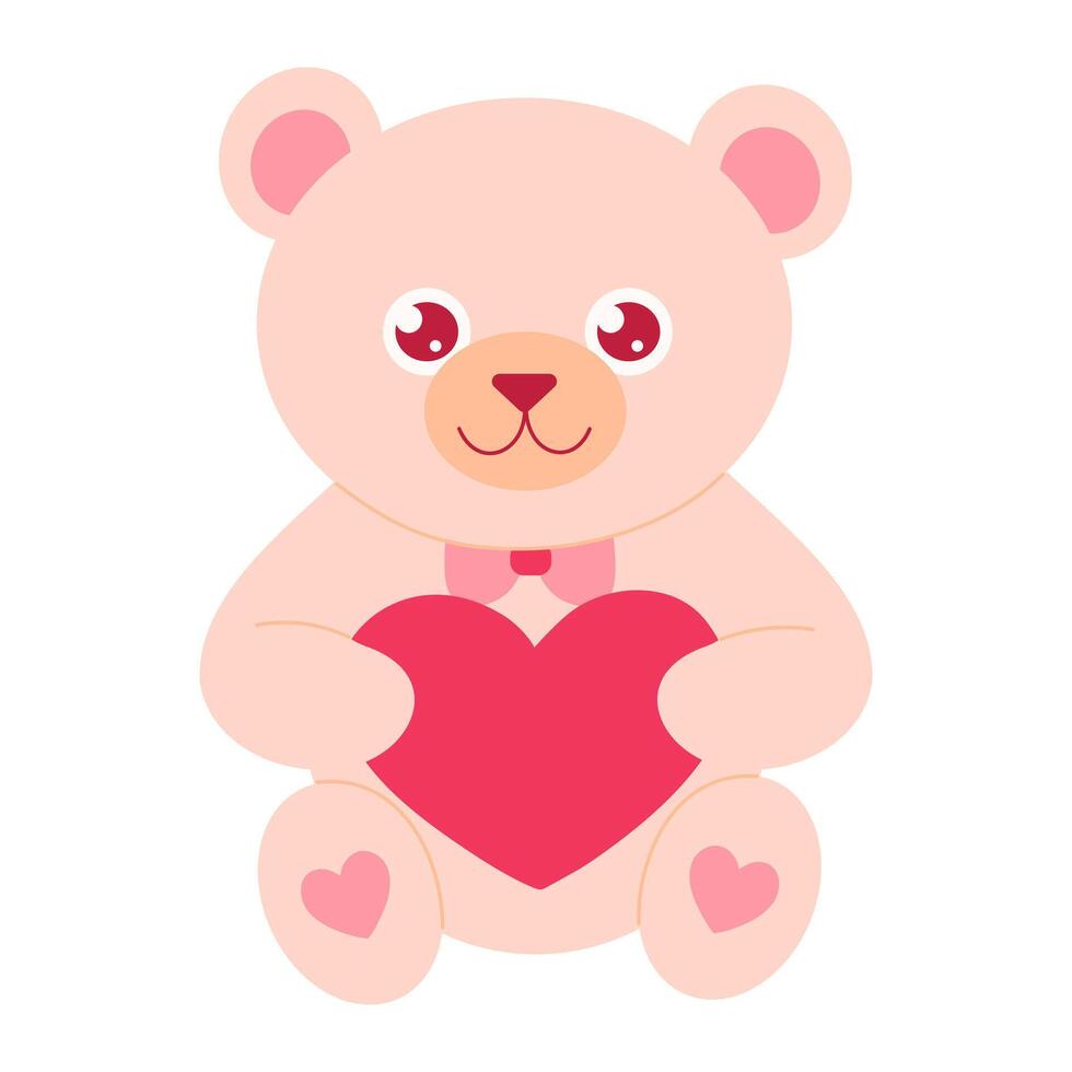 nounours ours avec cœur pour la Saint-Valentin journée vecteur