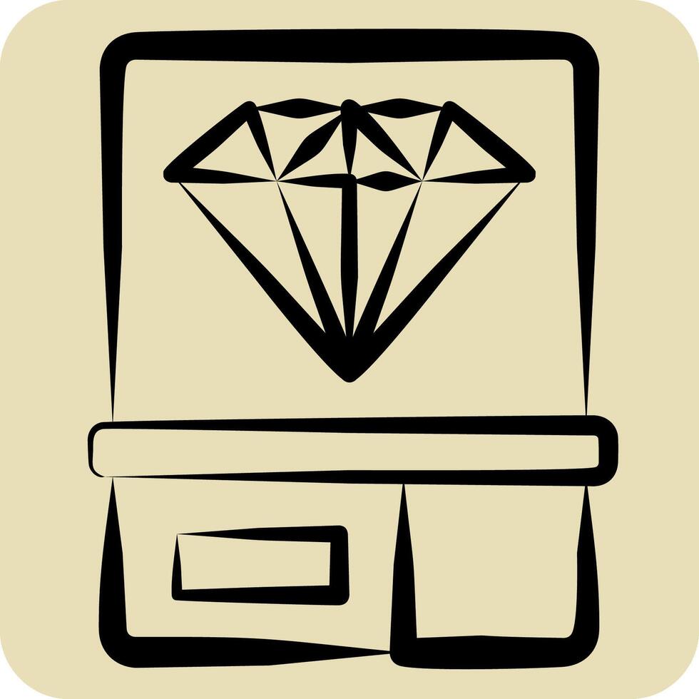 icône diamant 2. en relation à bague symbole. main tiré style. Facile conception modifiable. Facile illustration vecteur