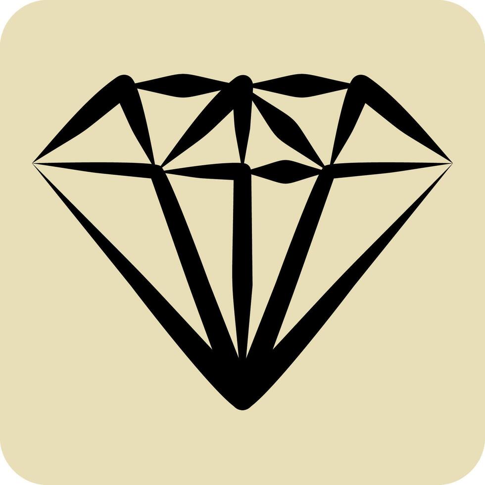 icône diamant. en relation à bague symbole. main tiré style. Facile conception modifiable. Facile illustration vecteur