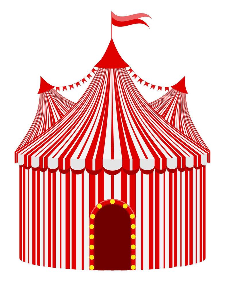 Chapiteau de cirque rouge à rayures illustration vectorielle stock isolé sur fond blanc vecteur