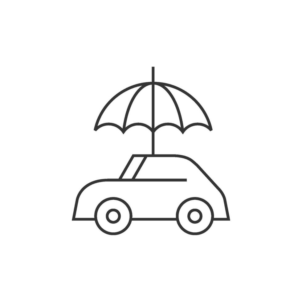 voiture et parapluie icône dans mince contour style vecteur