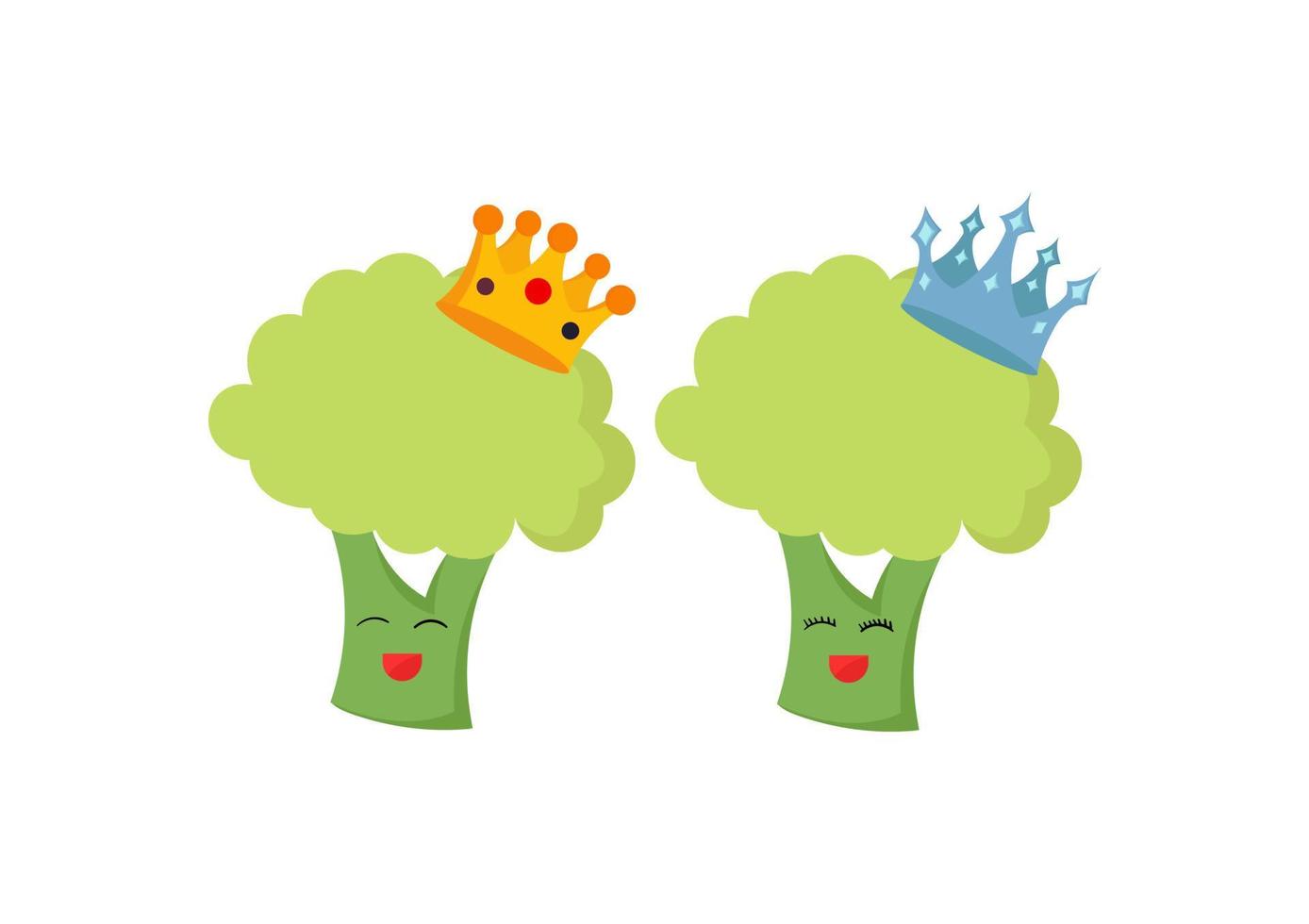 illustration du personnage roi et reine des légumes brocoli vecteur