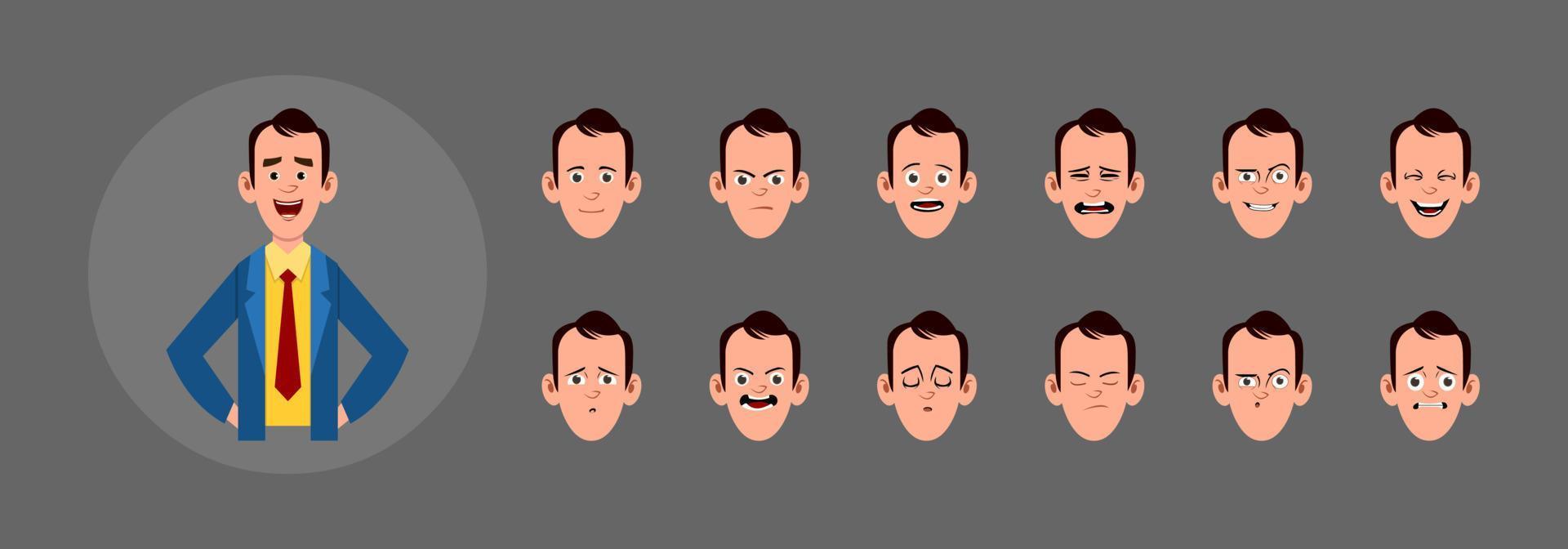 personnes avec une expression faciale différente. différentes émotions faciales pour une animation, un mouvement ou un design personnalisé. vecteur