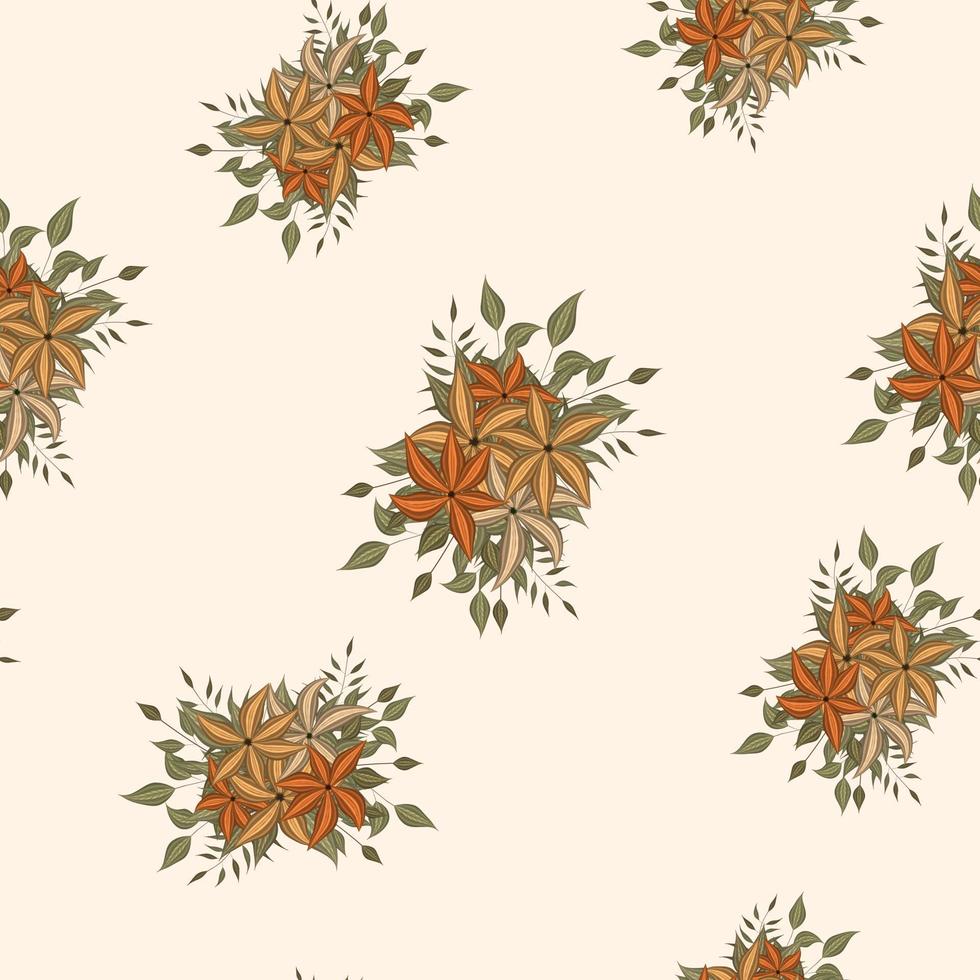 motif vectoriel harmonieux de petits bouquets français romantiques d'arrangements floraux colorés et mignons adaptés à l'impression sur textile, tissu, papier peint, vêtements et aussi fond web.