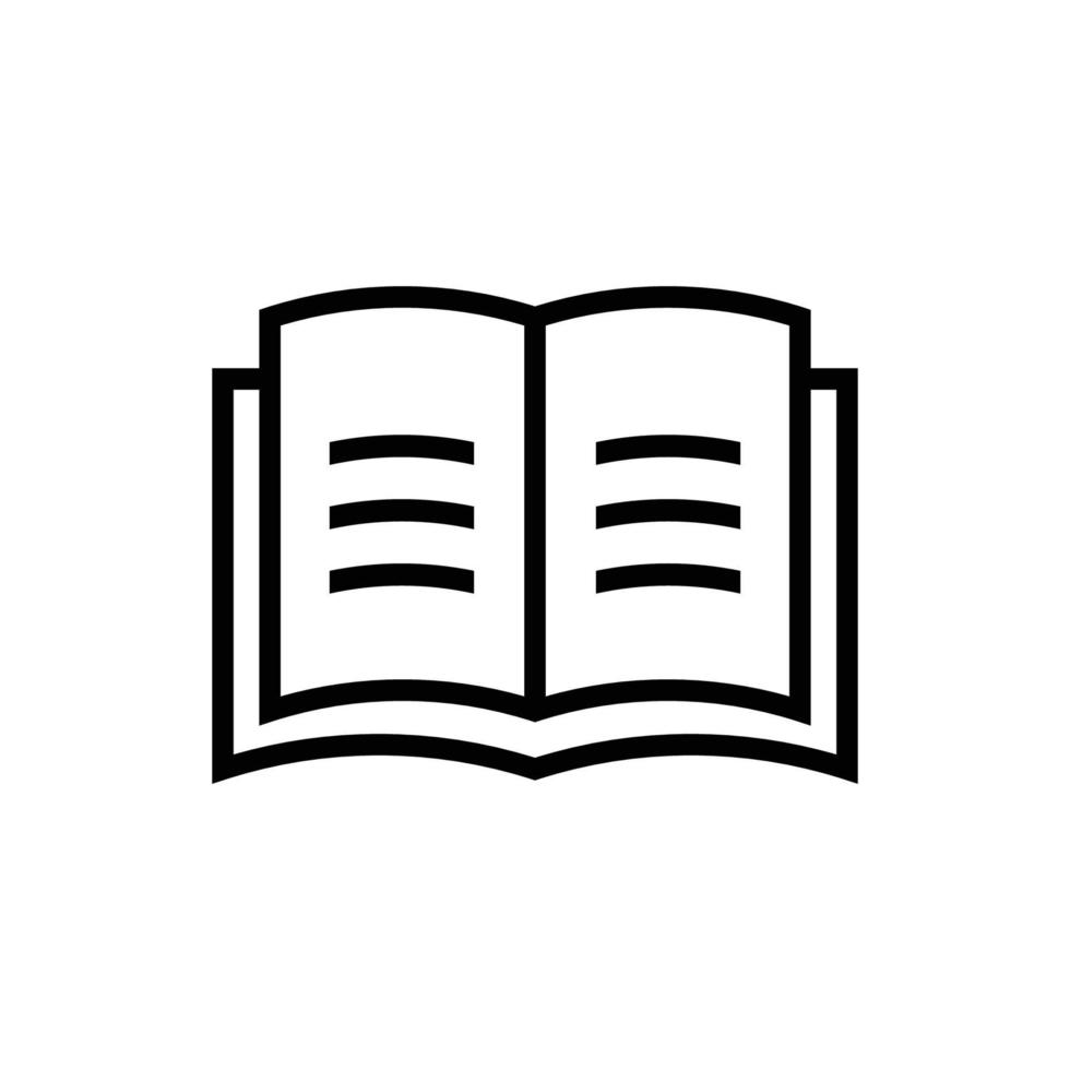 icône de livre ouvert, symbole de livre, vecteur de manuel dans le style de contour