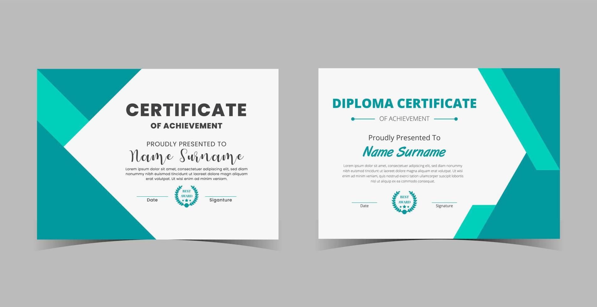 modèle de certificat d'appréciation, certificat de réussite, modèle de diplôme de récompenses vecteur