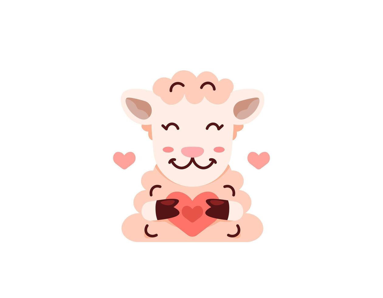 un illustration de une mignonne mouton en portant une cœur ou une symbole de l'amour. drôle, mignon, et adorable chèvre personnage. animaux et l'amour. graphique éléments de la Saint-Valentin journée. illustration conception pour affiche, vecteur