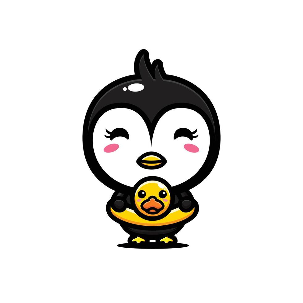 conception de personnage de mascotte de pingouin mignon vecteur