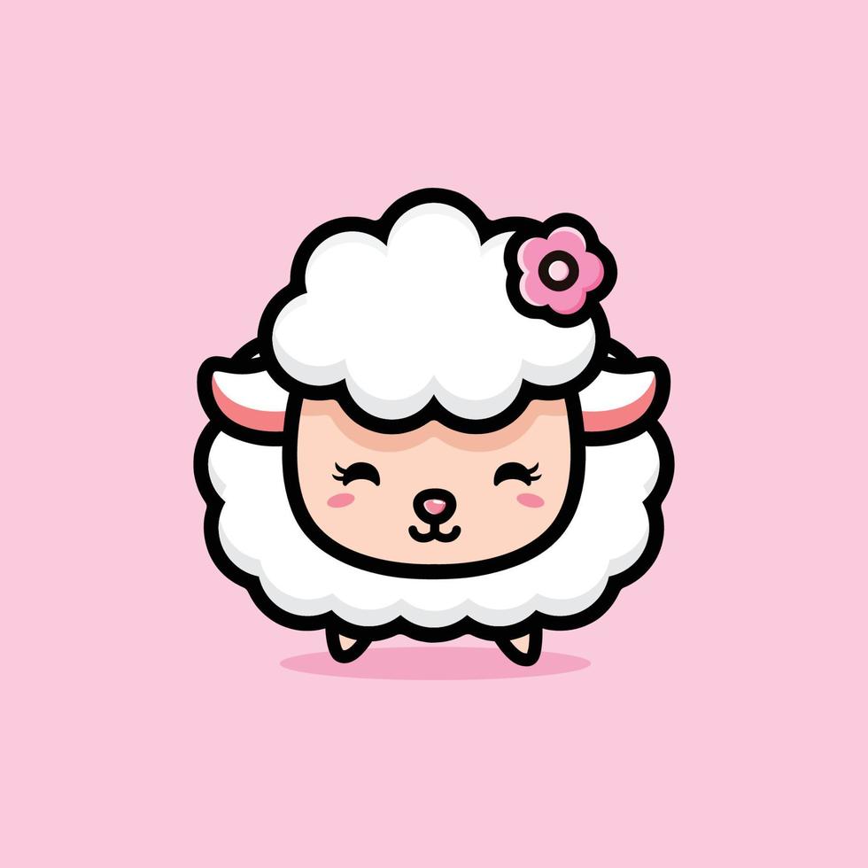 conception de personnage de mascotte de mouton mignon vecteur