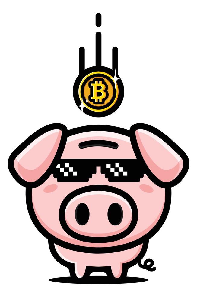 conception de vecteur de tirelire cochon d'économie de bitcoin