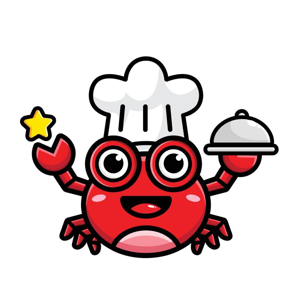 conception de personnage de chef de crabe mignon vecteur