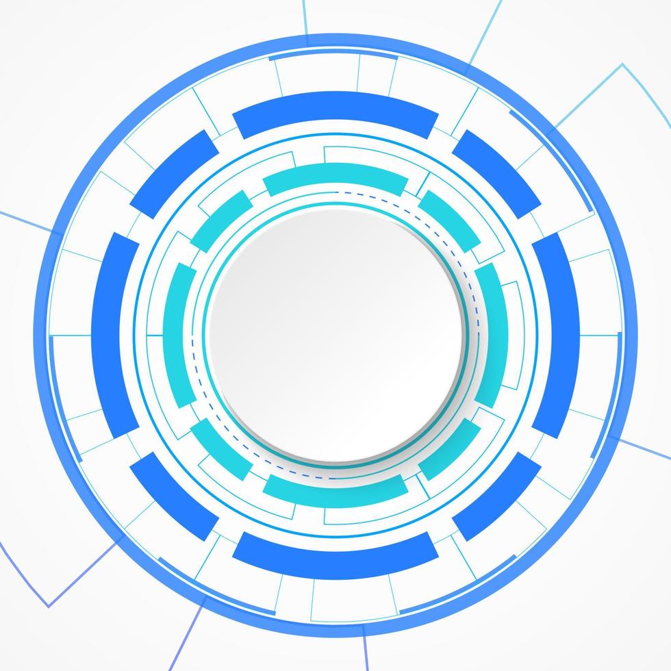 fond de technologie abstraite, bannière de cercle blanc sur cercle numérique bleu et circuit imprimé vecteur