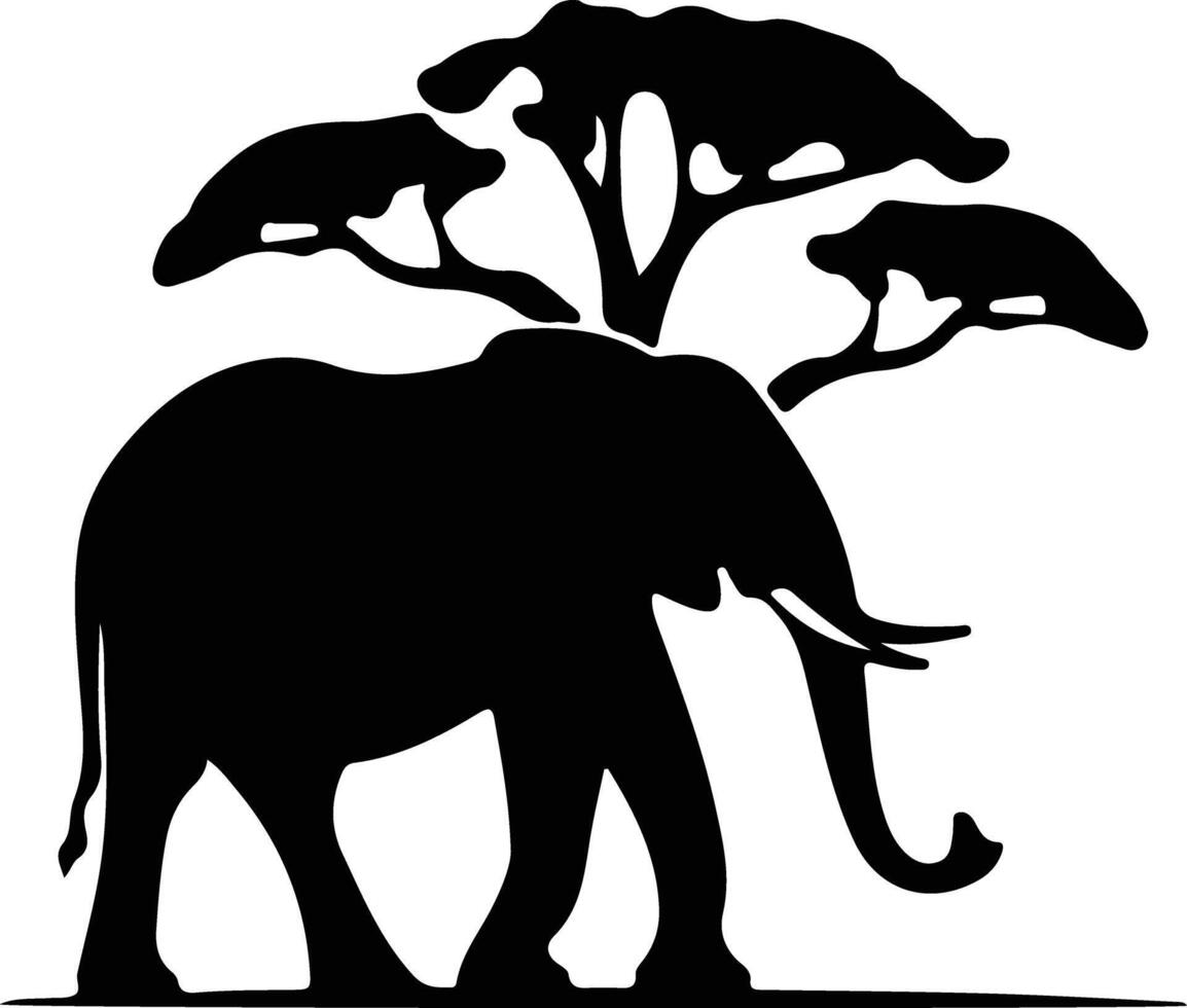 éléphant africain noir silhouette vecteur