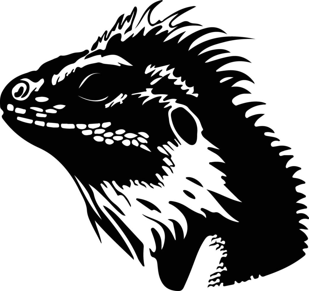 dragon barbu noir silhouette vecteur