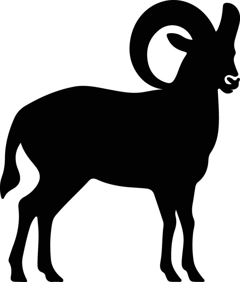 mouflon d'Amérique noir silhouette vecteur