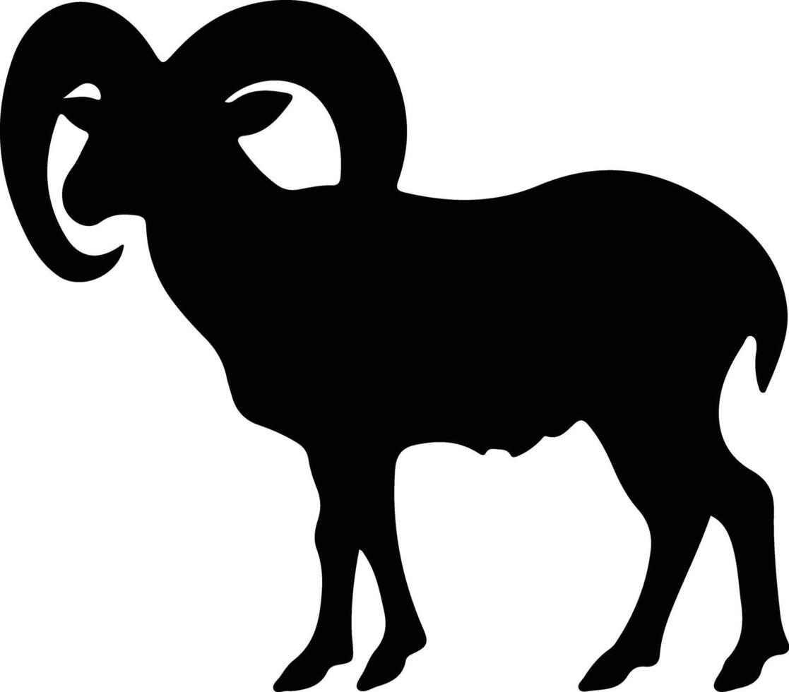 mouflon d'Amérique noir silhouette vecteur