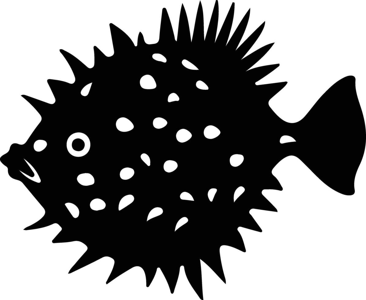 Blowfish noir silhouette vecteur