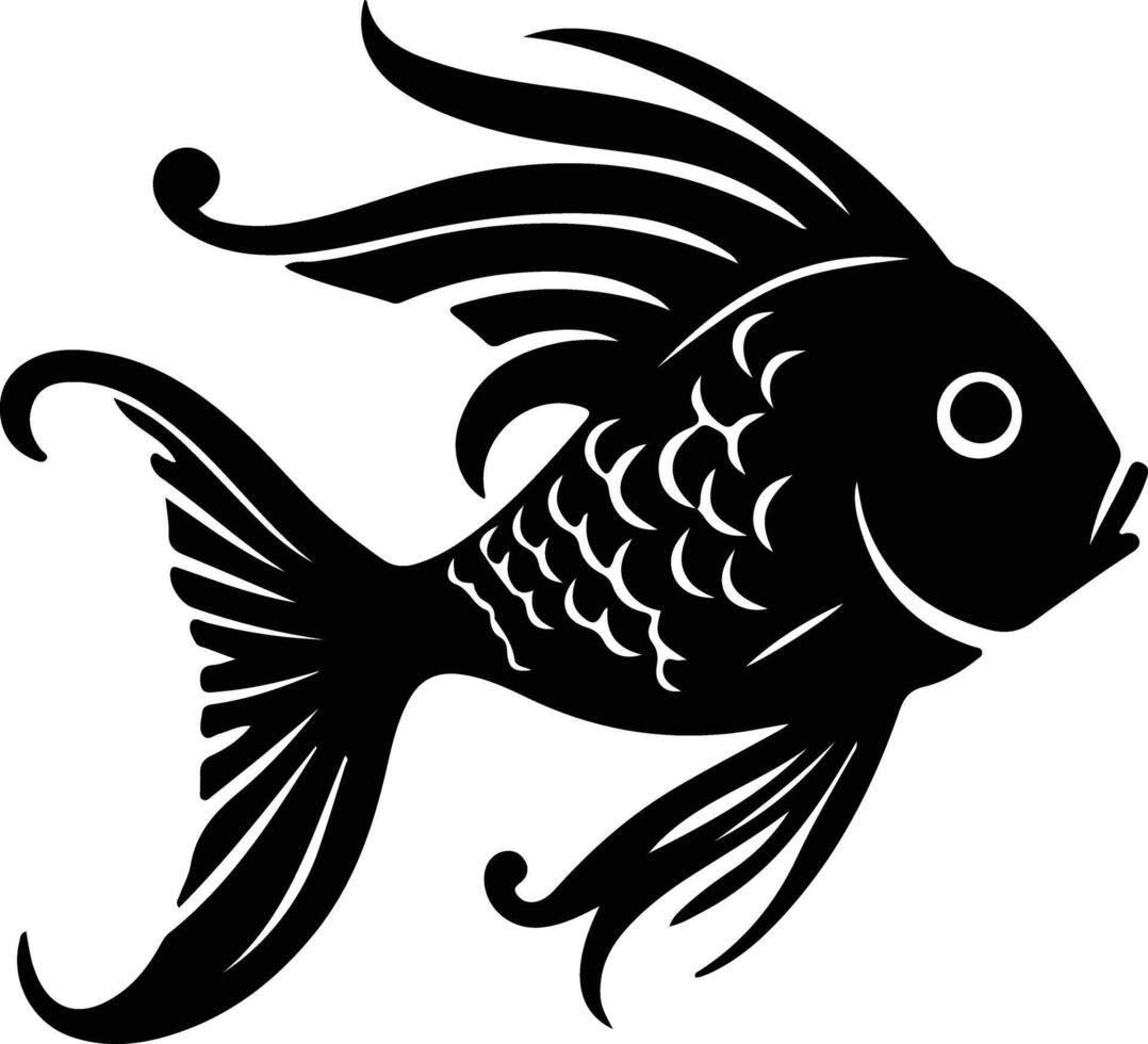osseux poisson noir silhouette vecteur