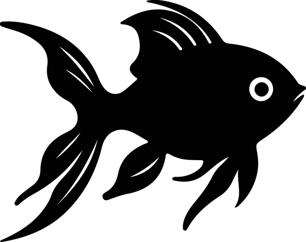 poisson rouge noir silhouette vecteur