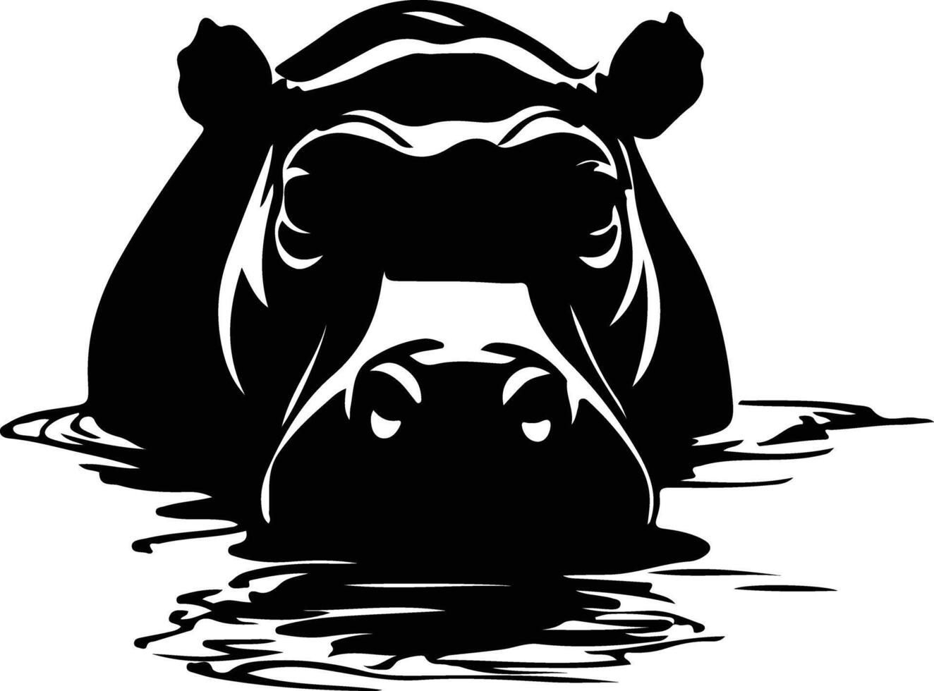 hippopotame noir silhouette vecteur