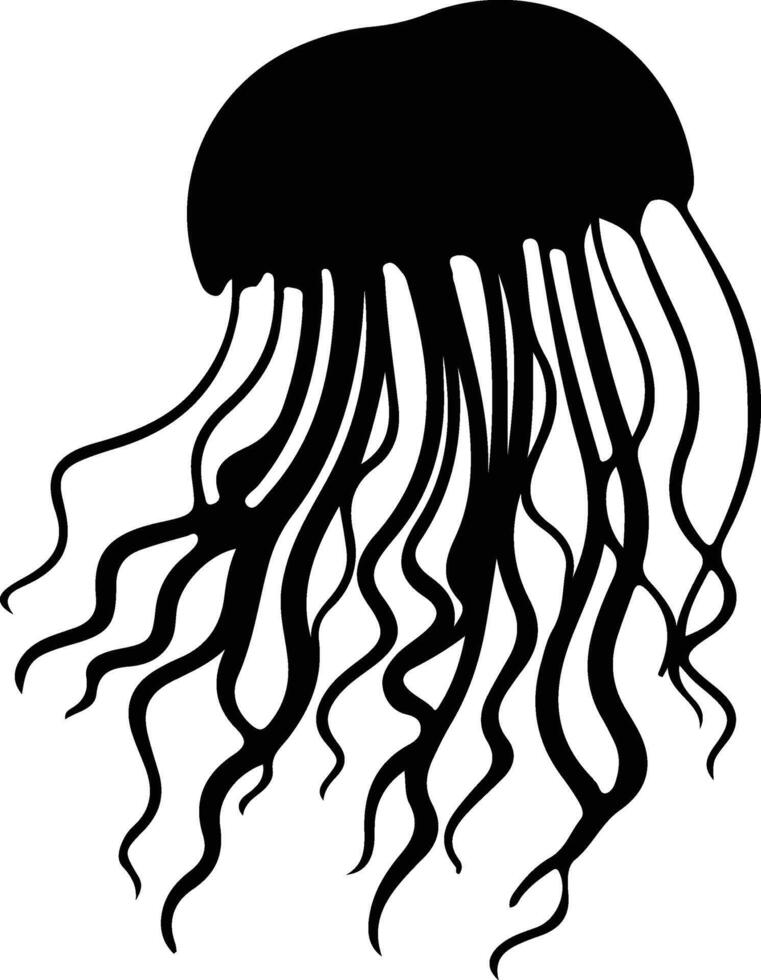 méduse noir silhouette vecteur