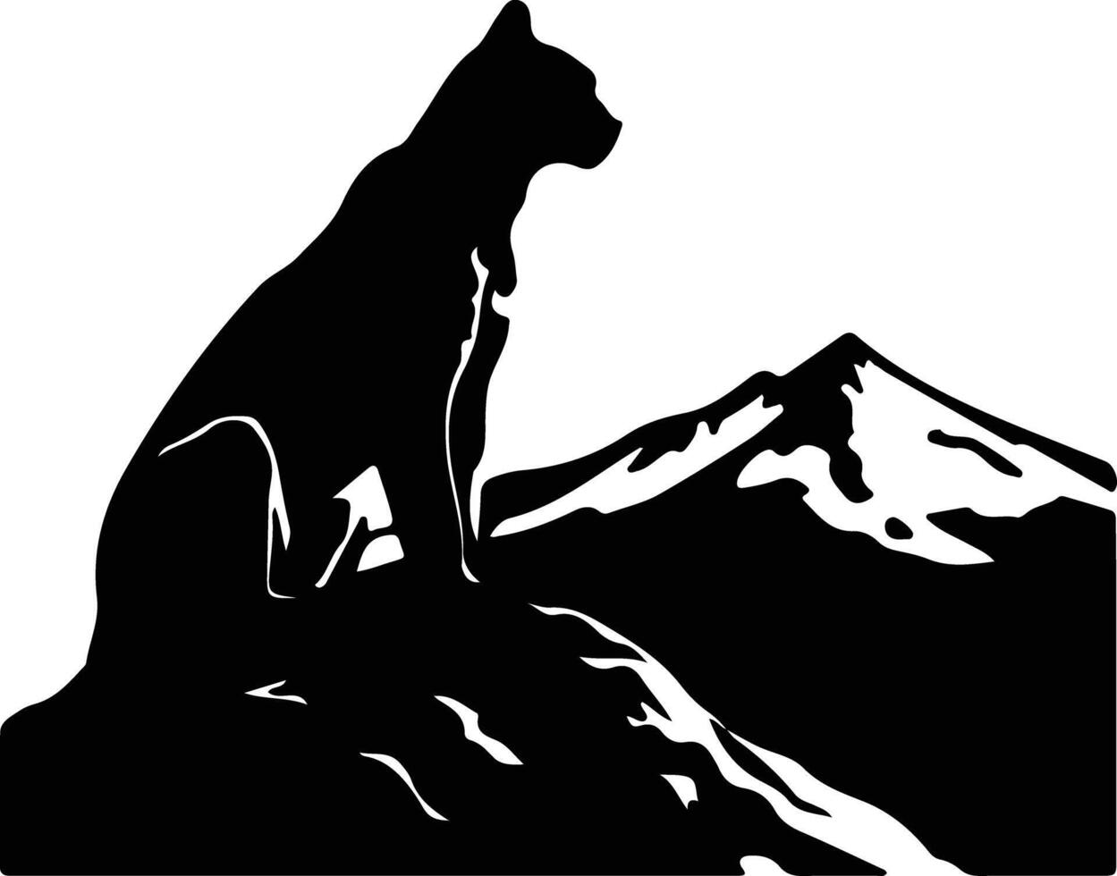 Montagne Lion noir silhouette vecteur