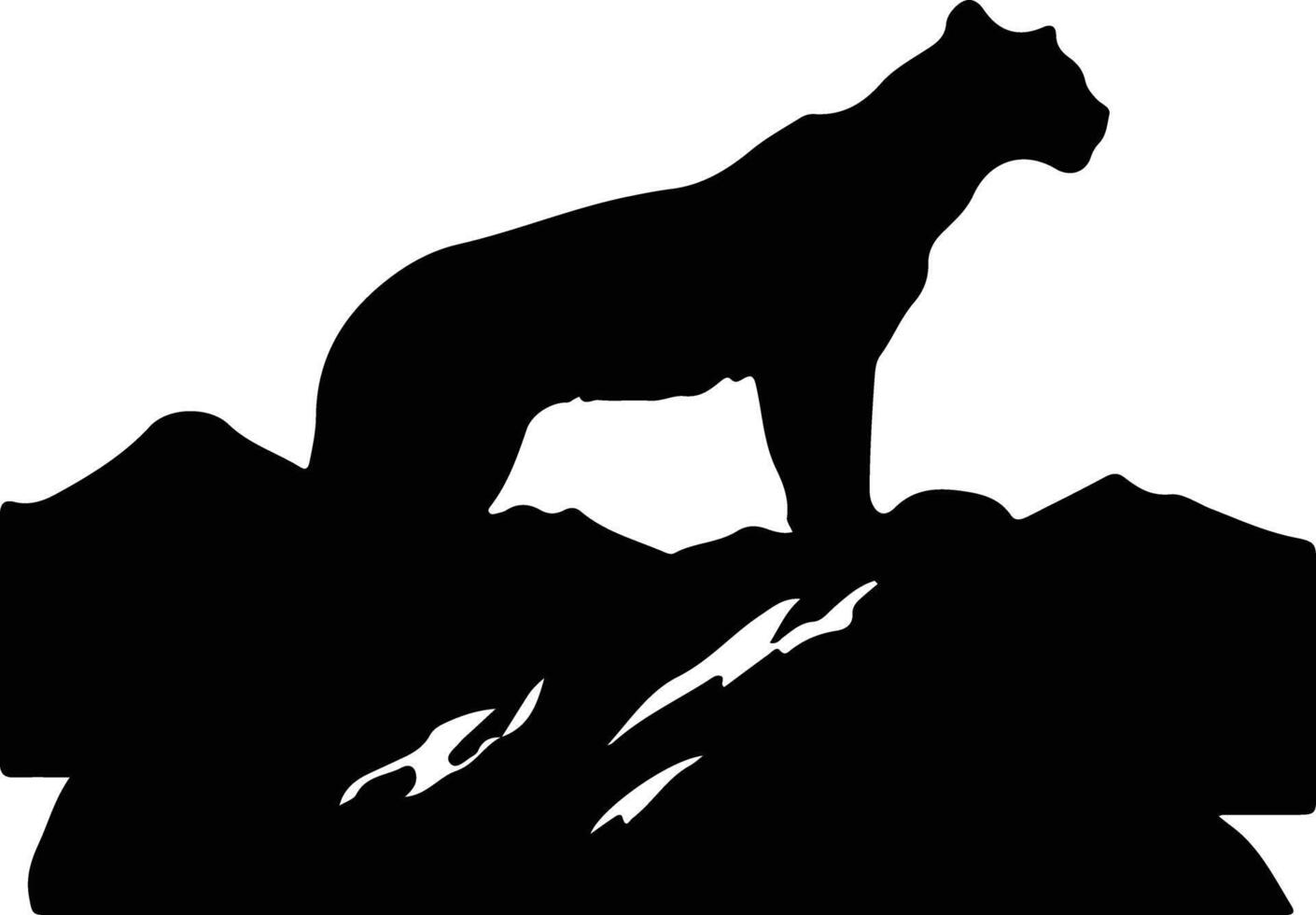 Montagne Lion noir silhouette vecteur