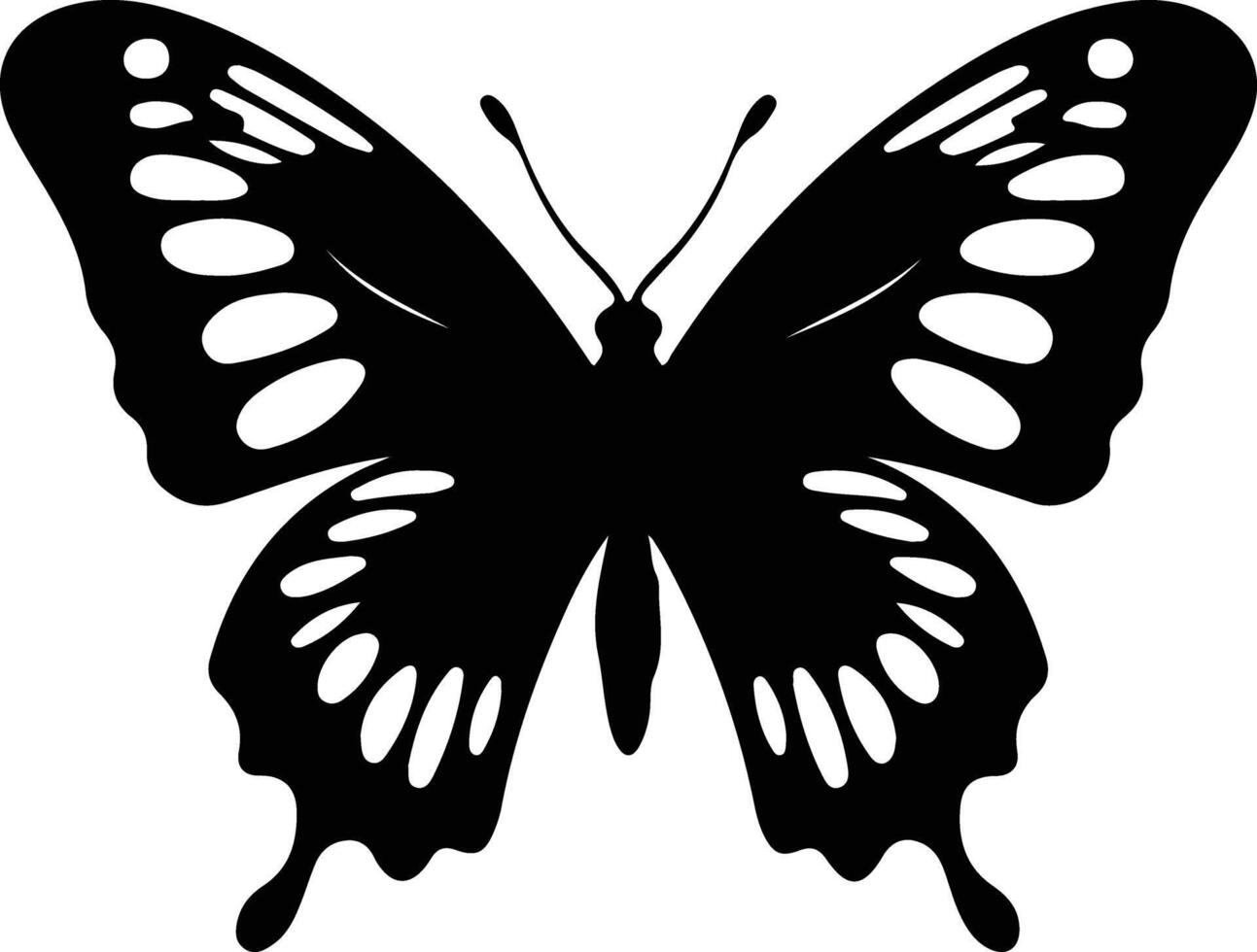 peint Dame papillon noir silhouette vecteur