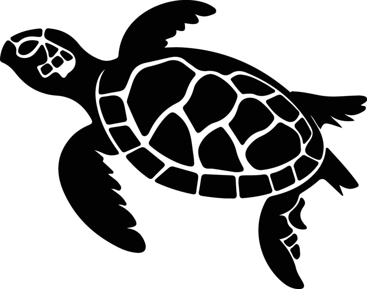 mer tortue noir silhouette vecteur