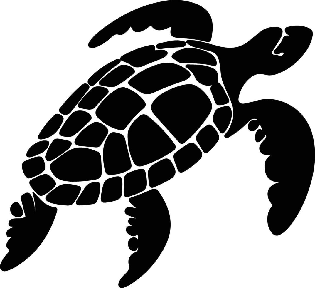 mer tortue noir silhouette vecteur