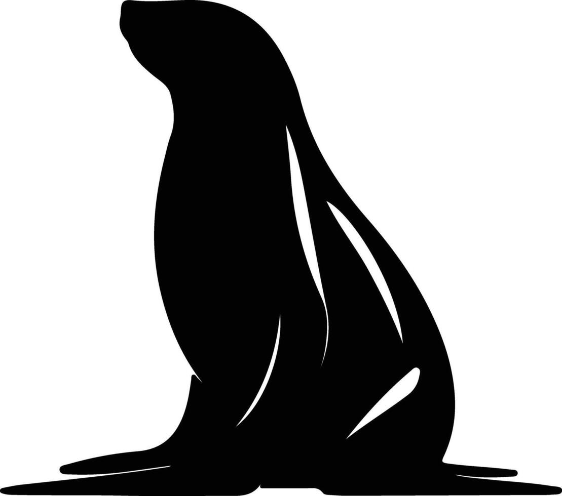 Lion de mer noir silhouette vecteur