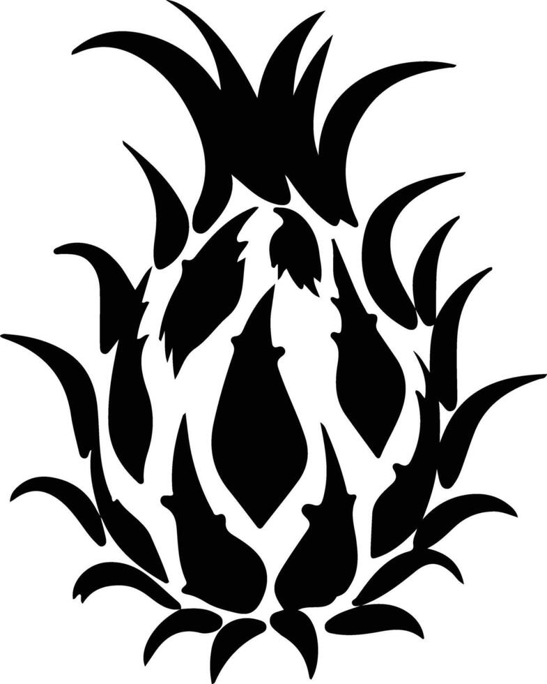 dragon fruit noir silhouette vecteur