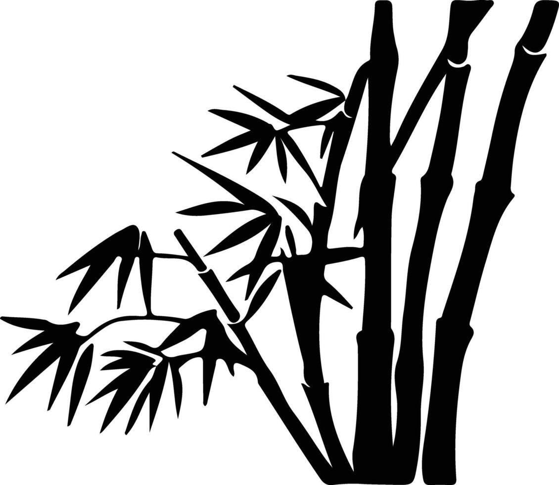 bambou pousse noir silhouette vecteur