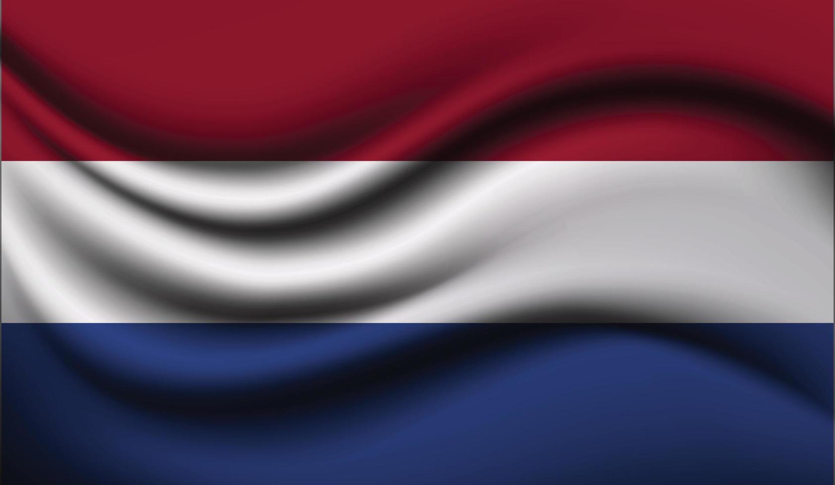 conception de drapeau ondulant réaliste des pays-bas vecteur